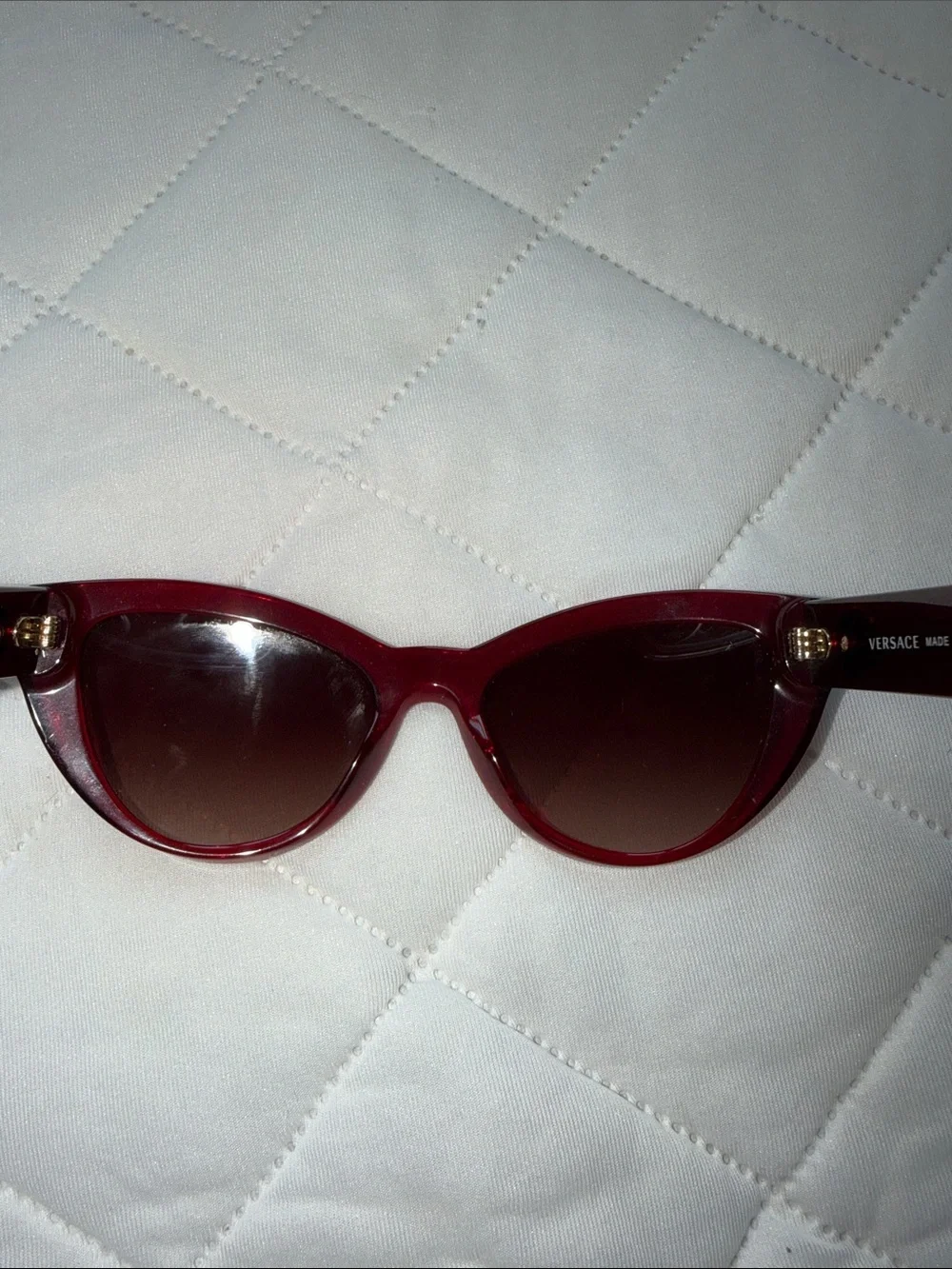 Versace Red Cat-Eye Sunglasses with Brown Tinted Lenses
